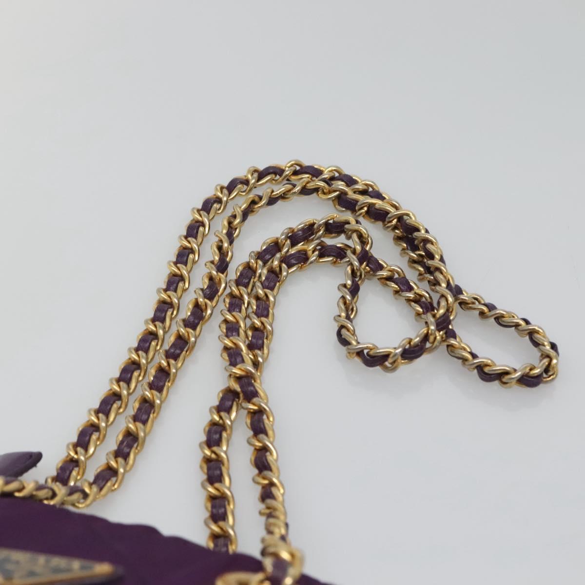 PRADA Quilted Chain Shoulder Bag Nylon Purple Gold Auth yk18126