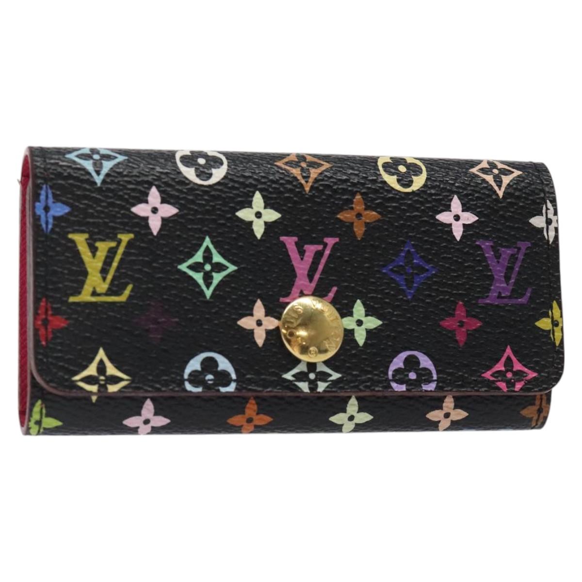 LOUIS VUITTON Multicolor Multicles 4 Key Case Black M93732 LV Auth yk18132
