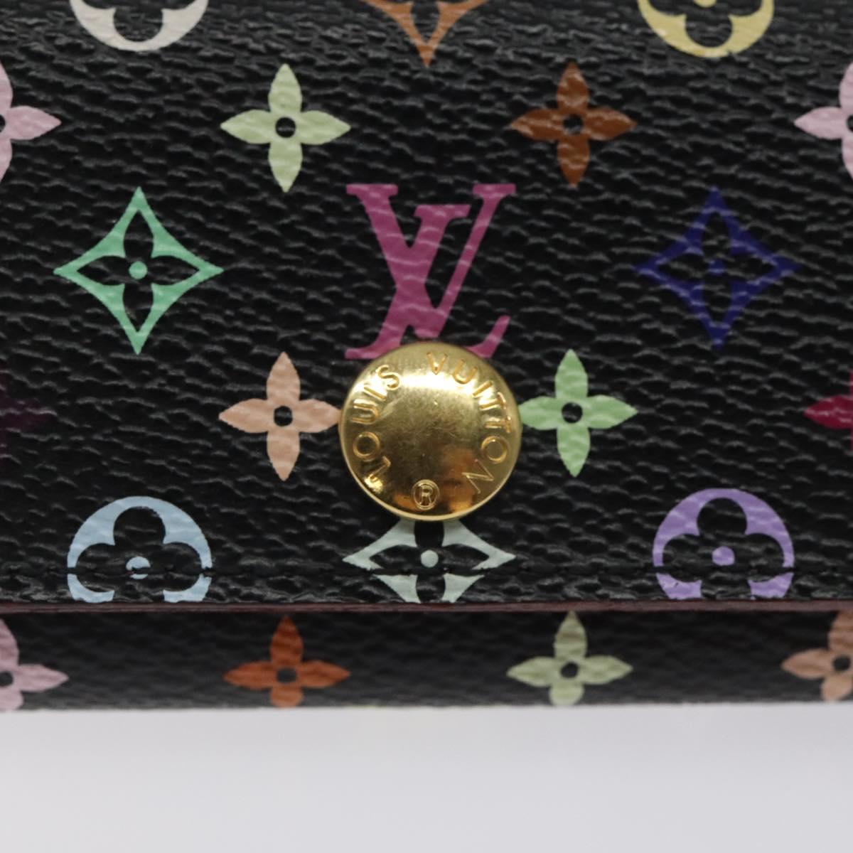 LOUIS VUITTON Multicolor Multicles 4 Key Case Black M93732 LV Auth yk18132