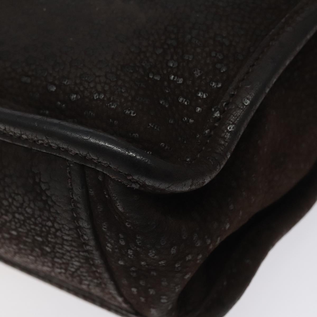 PRADA Hand Bag Leather Brown Silver Auth yk18137