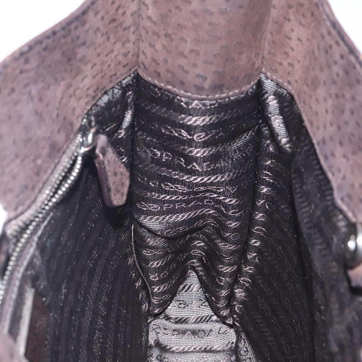 PRADA Hand Bag Leather Brown Silver Auth yk18137