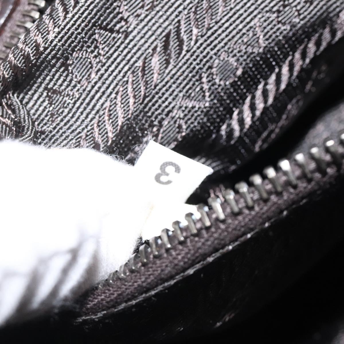 PRADA Hand Bag Leather Brown Silver Auth yk18137