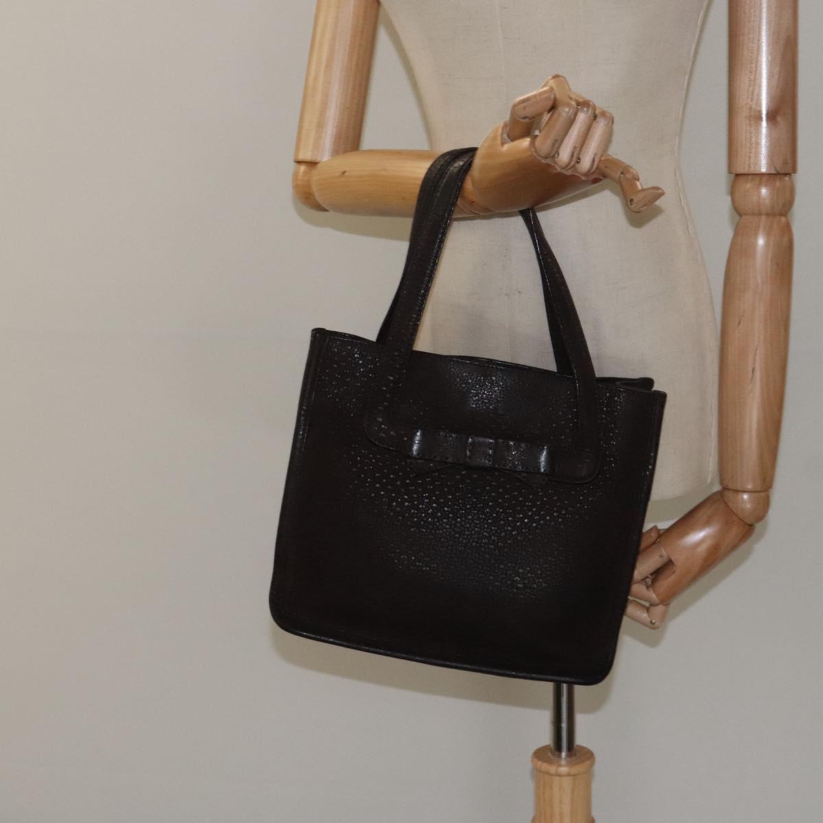 PRADA Hand Bag Leather Brown Silver Auth yk18137