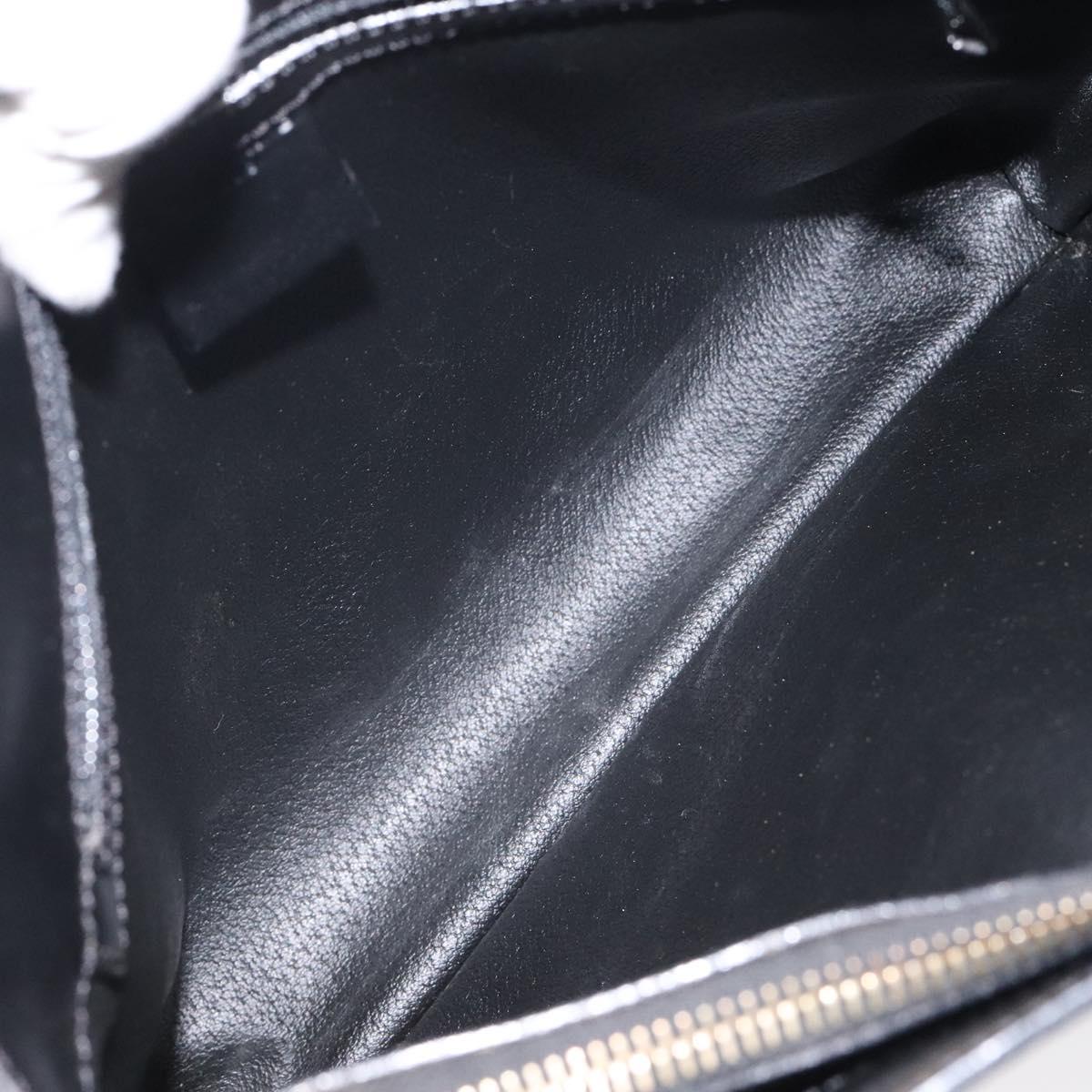 CELINE Macadam Canvas Shoulder Bag PVC Leather Black Gold Auth yk18139