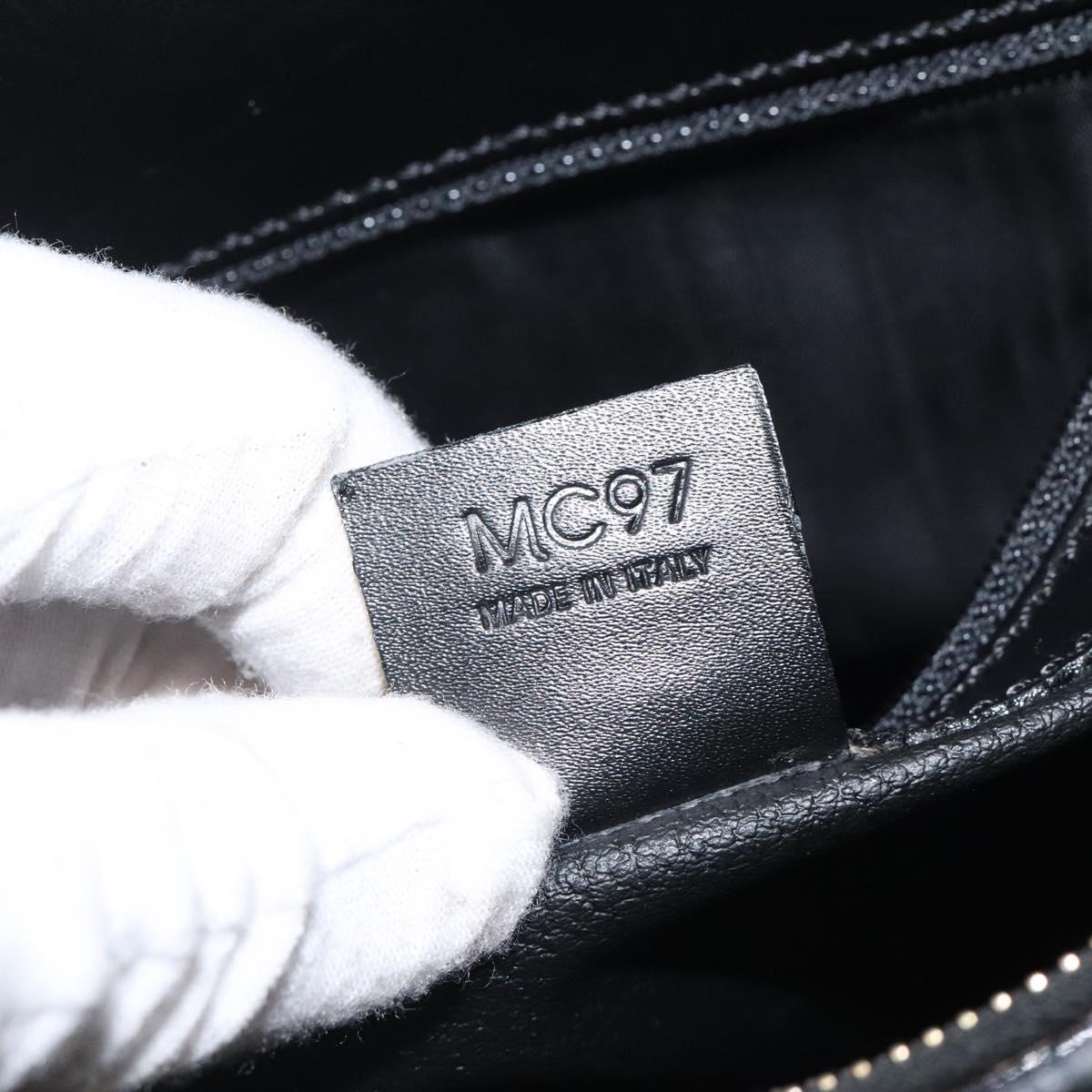 CELINE Macadam Canvas Shoulder Bag PVC Leather Black Gold Auth yk18139