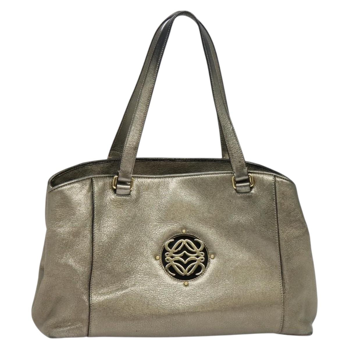 LOEWE Anagram Tote Bag Leather Gold Tone Auth yk18146