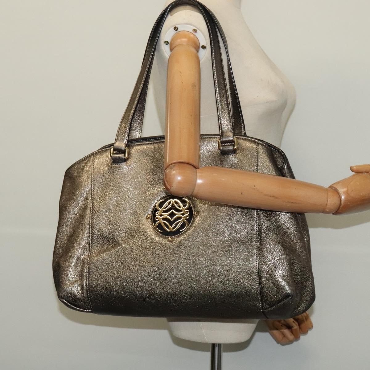 LOEWE Anagram Tote Bag Leather Gold Tone Auth yk18146