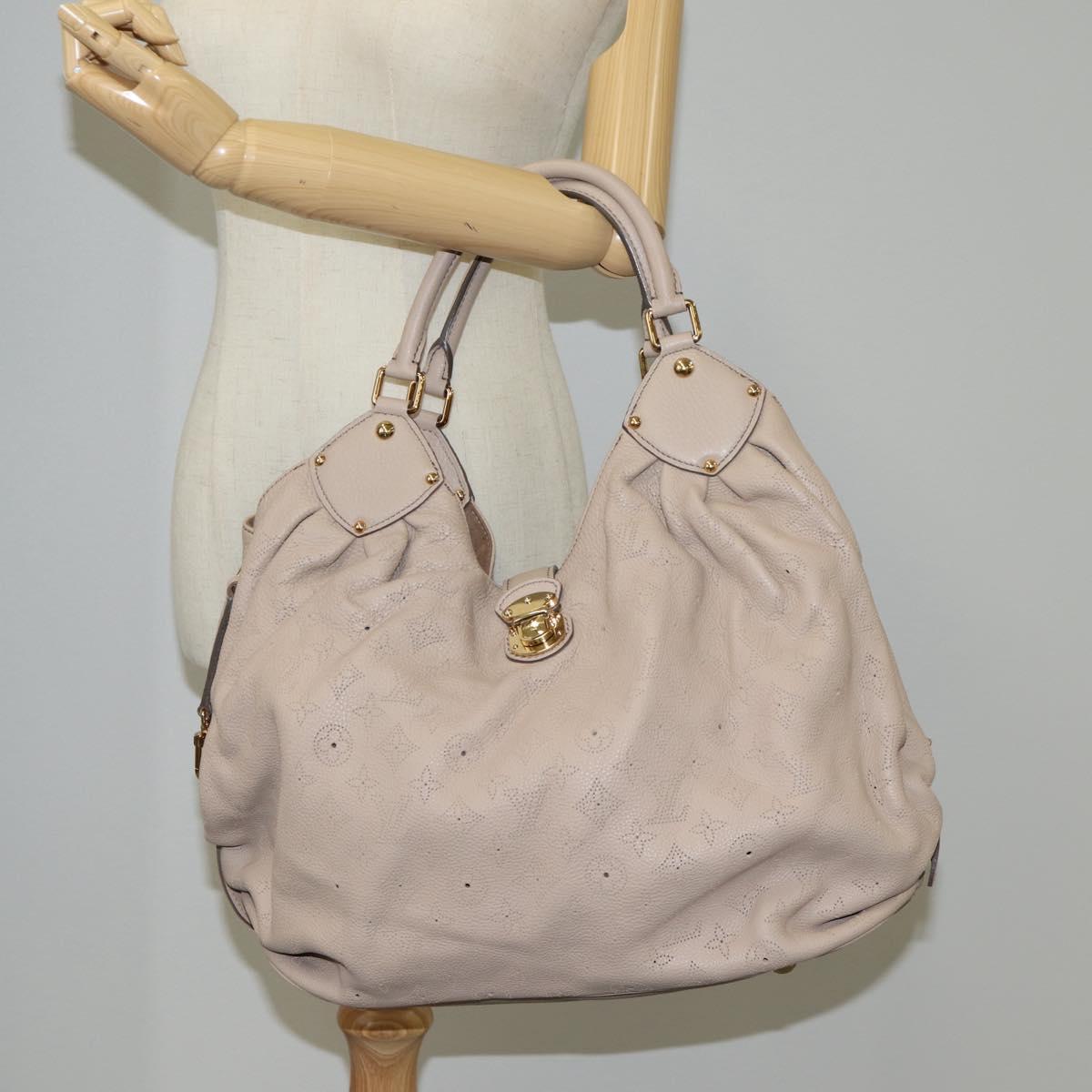 LOUIS VUITTON Monogram Punching Mahina XL Tote Bag Beige M93978 LV Auth yk18150A