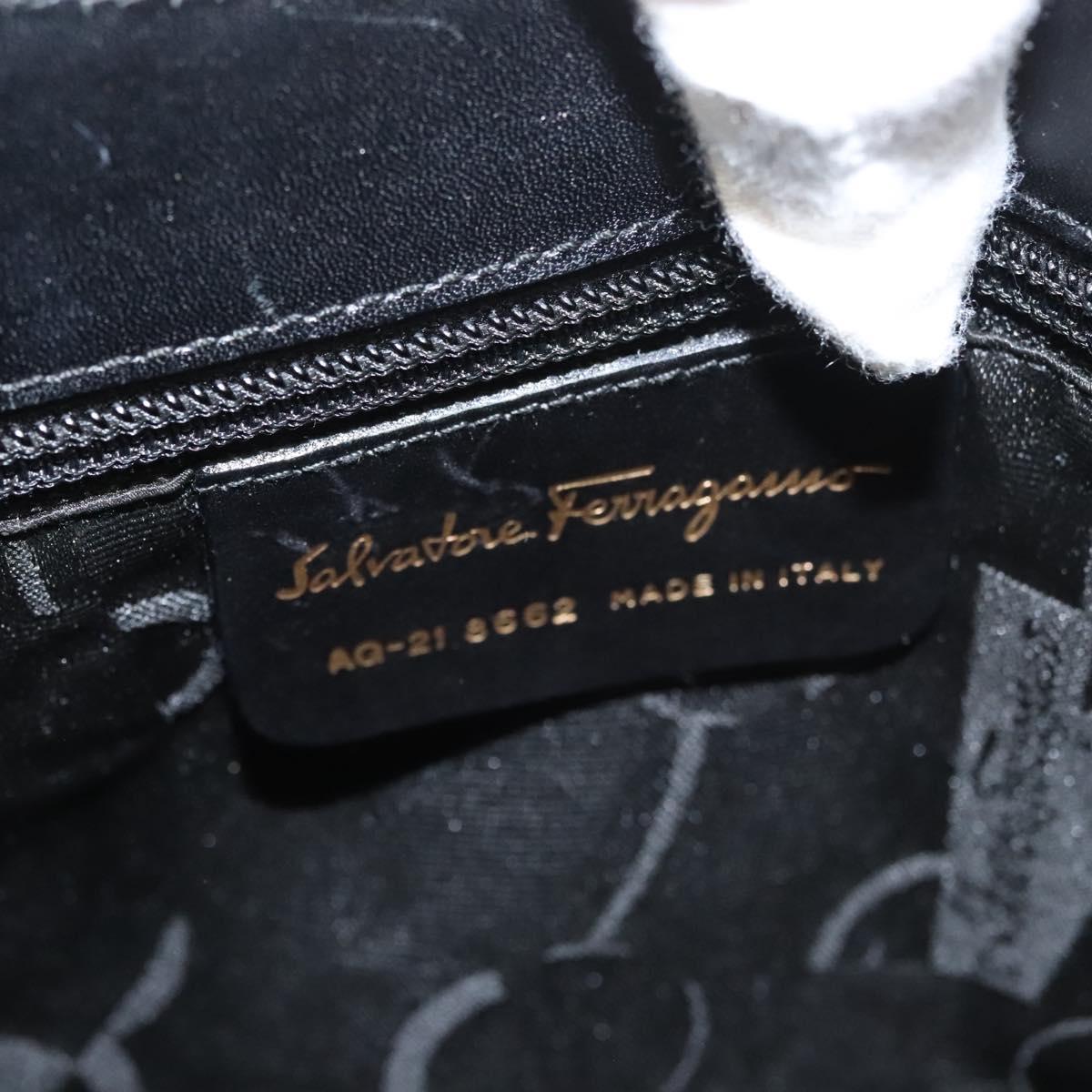 Salvatore Ferragamo Gancini Shoulder Bag Leather Black Gold Auth yk18162