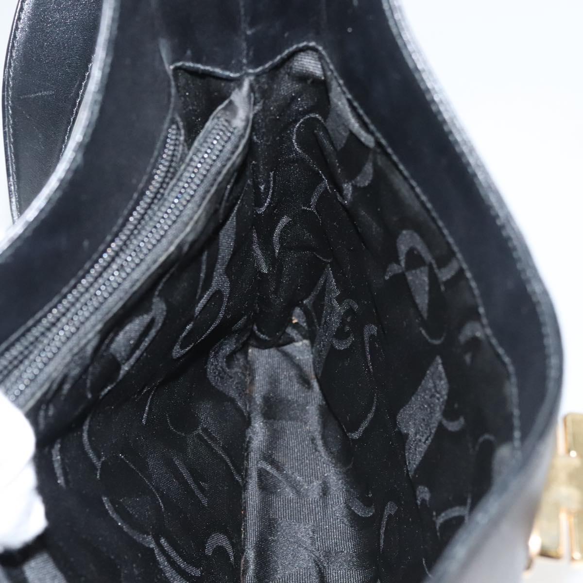 Salvatore Ferragamo Gancini Shoulder Bag Leather Black Gold Auth yk18162