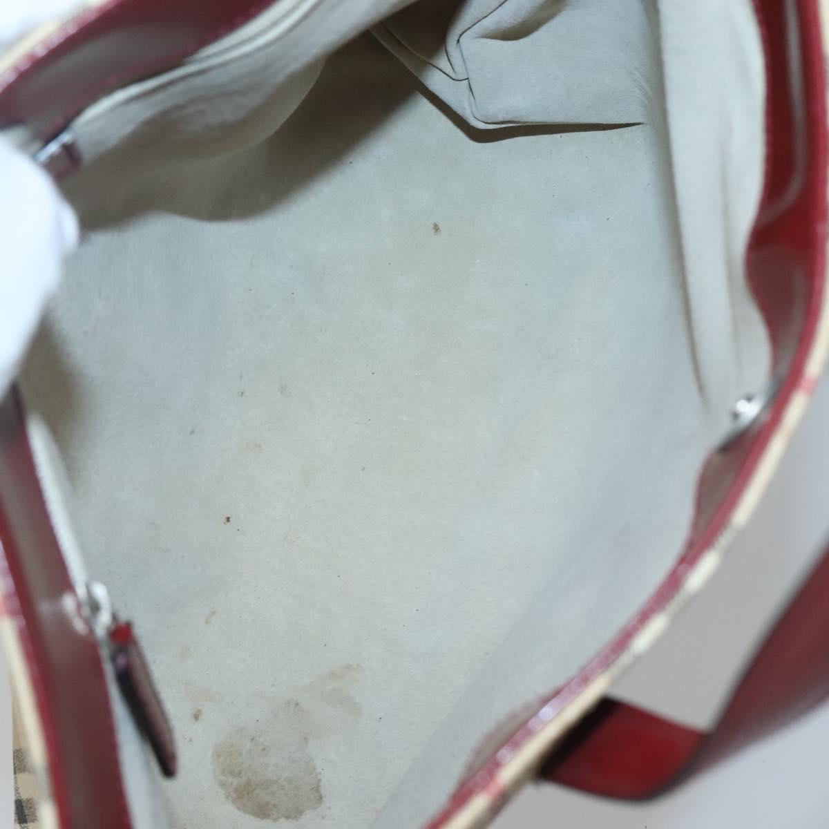 BURBERRY Nova Check Hand Bag PVC Beige Red Silver Auth yk18180