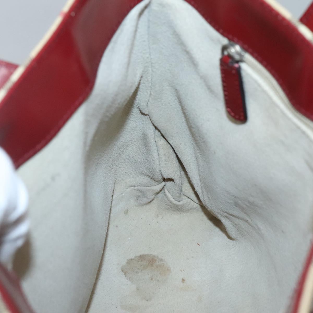 BURBERRY Nova Check Hand Bag PVC Beige Red Silver Auth yk18180