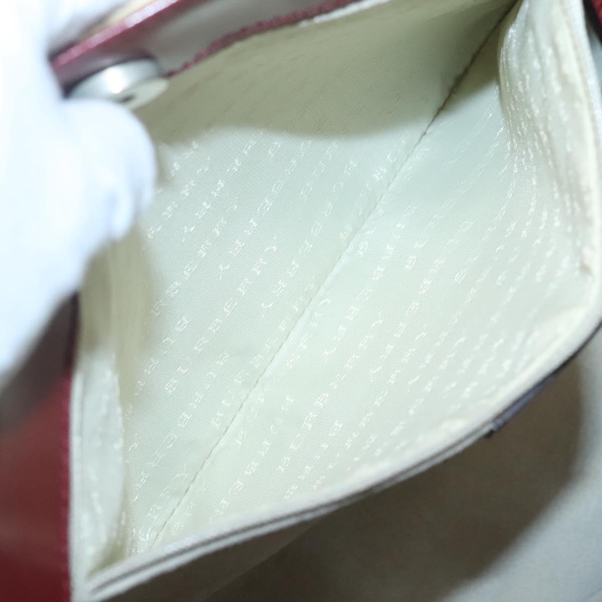 BURBERRY Nova Check Hand Bag PVC Beige Red Silver Auth yk18180