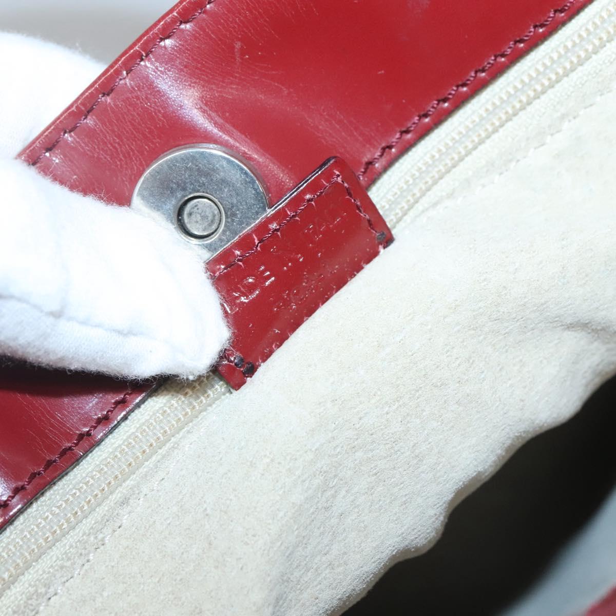 BURBERRY Nova Check Hand Bag PVC Beige Red Silver Auth yk18180