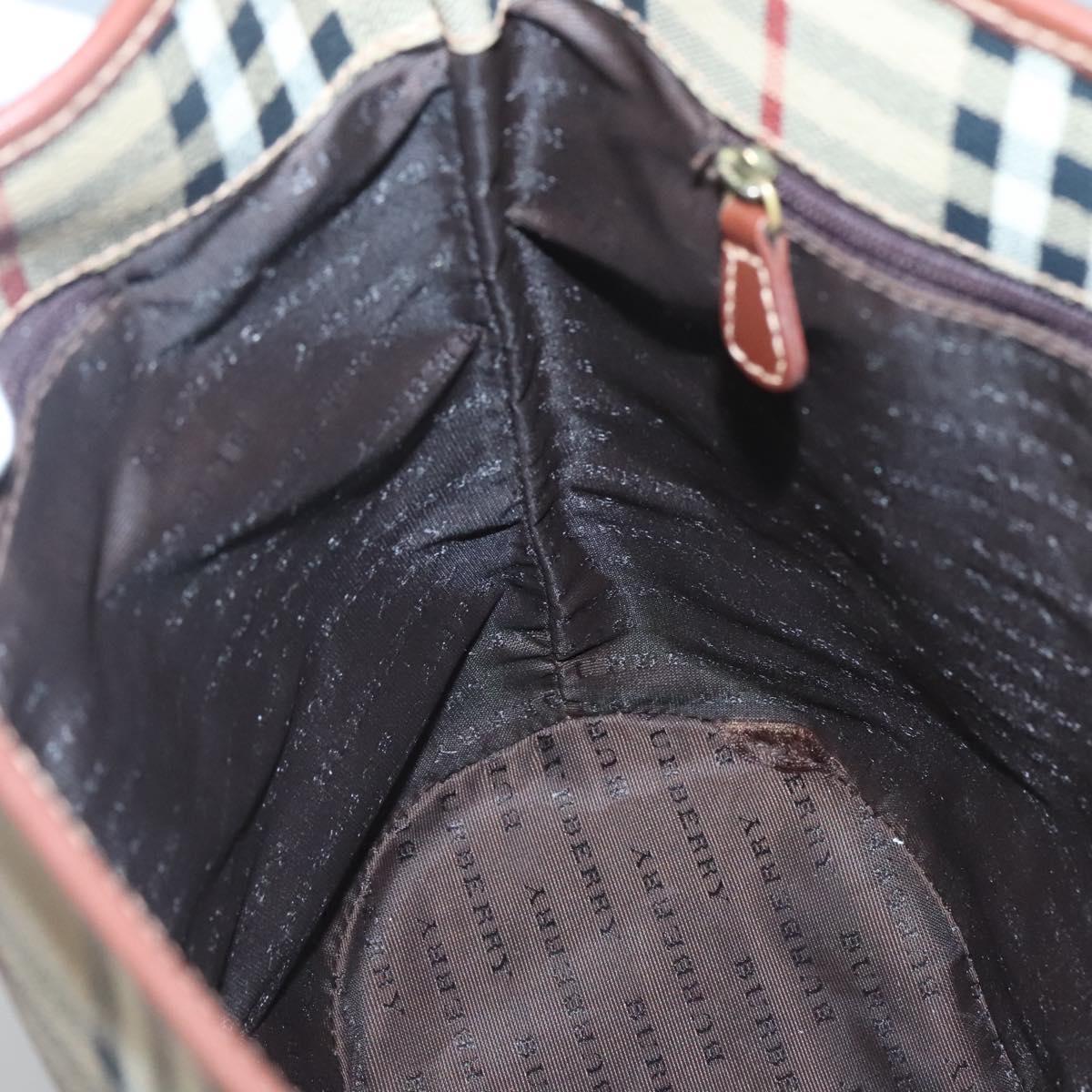 BURBERRY Nova Check Shoulder Bag PVC Beige Gold Auth yk18181