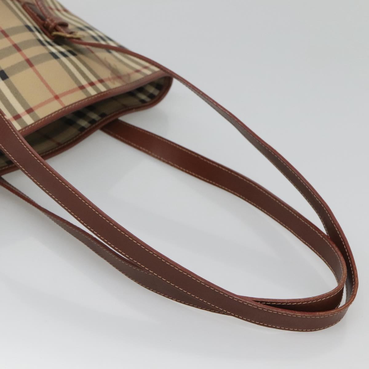 BURBERRY Nova Check Shoulder Bag PVC Beige Gold Auth yk18181