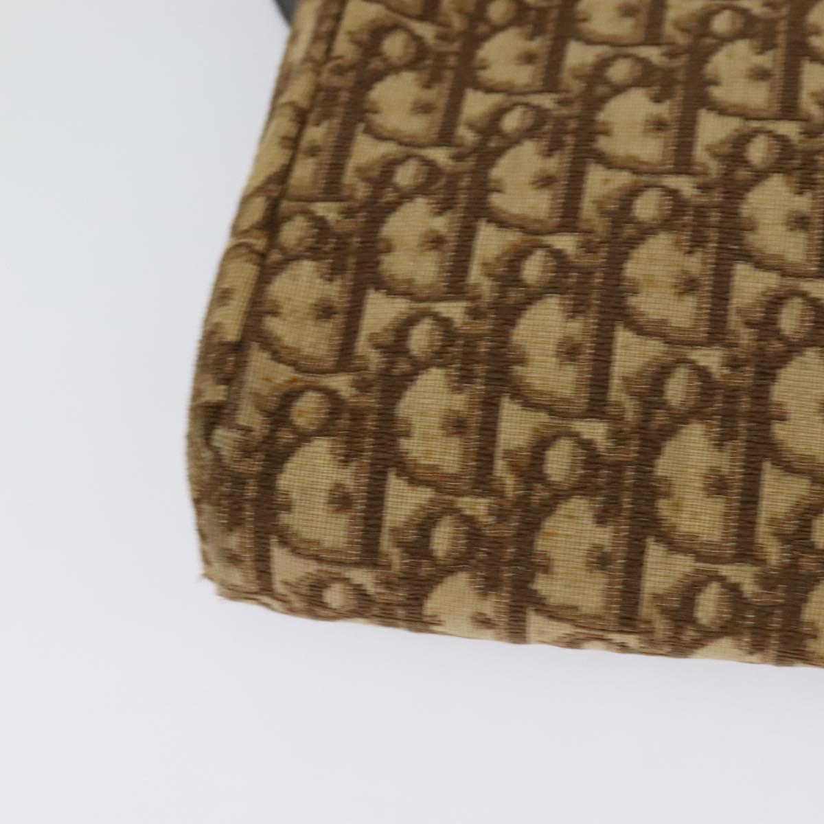 Christian Dior Trotter Canvas Shoulder Bag Brown Gold Auth yk18182