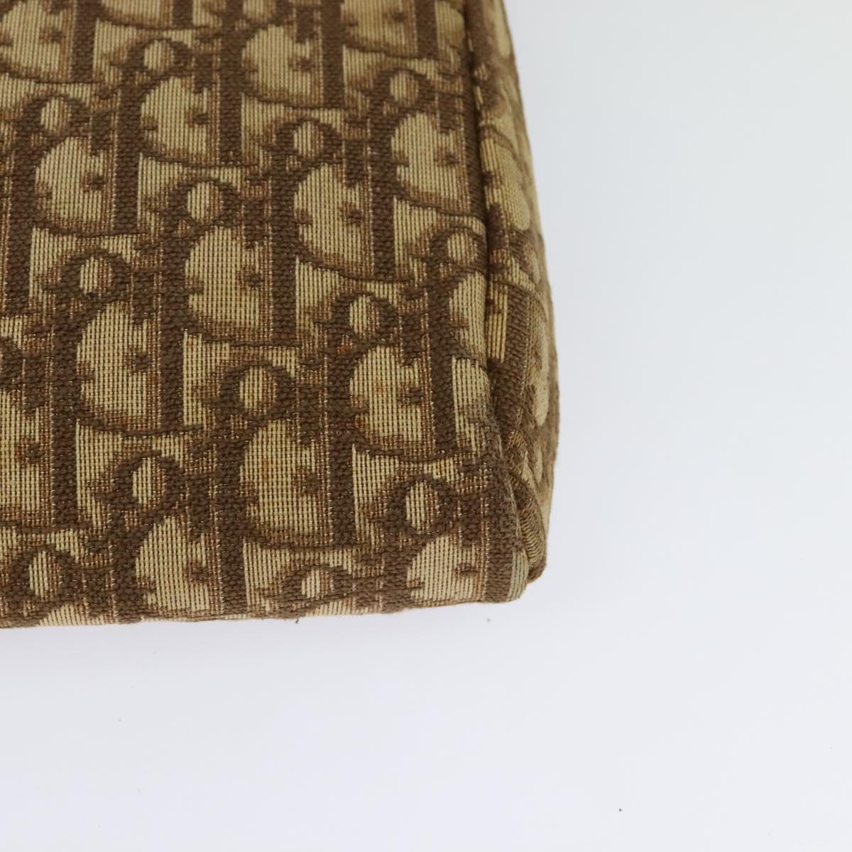 Christian Dior Trotter Canvas Shoulder Bag Brown Gold Auth yk18182