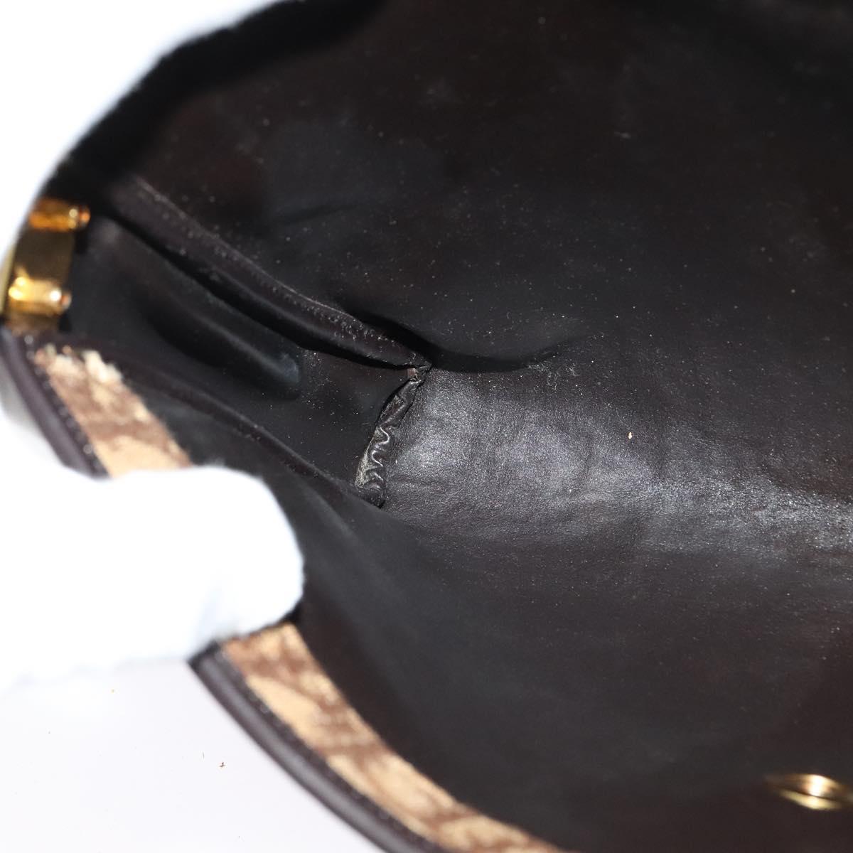 Christian Dior Trotter Canvas Shoulder Bag Brown Gold Auth yk18182