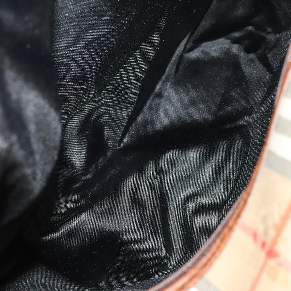 Burberrys Nova Check Boston Bag Canvas Beige Gold Auth yk18195