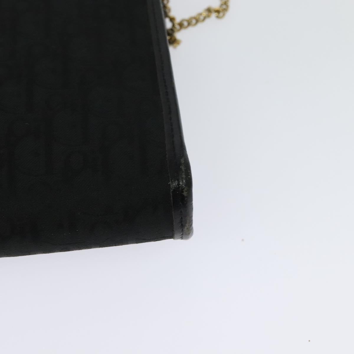 Christian Dior Trotter Canvas Chain Shoulder Bag Black Gold Auth yk18198