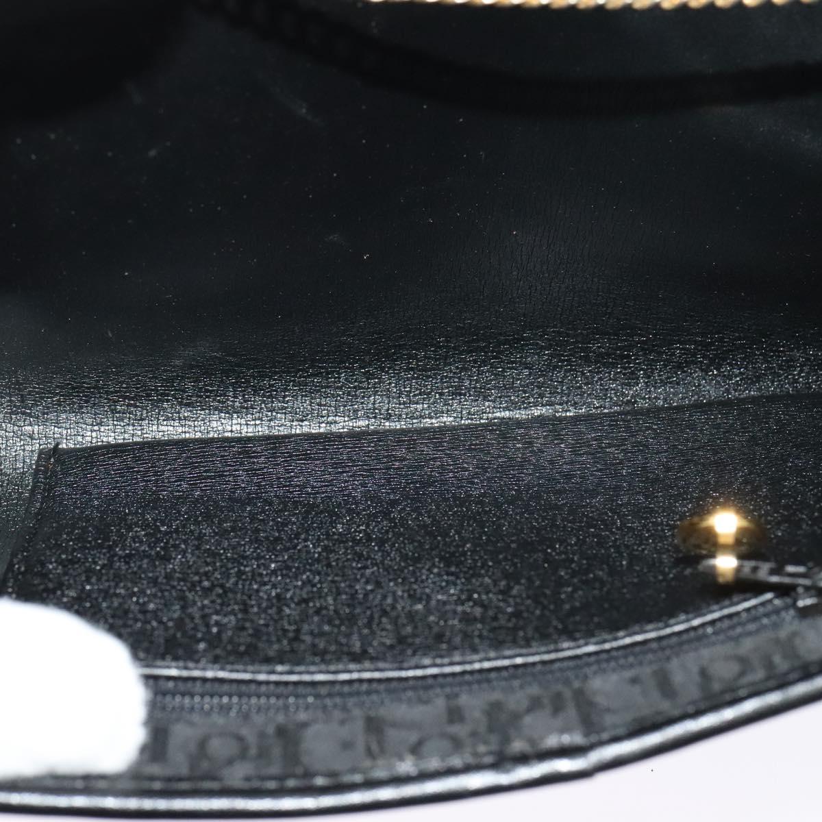 Christian Dior Trotter Canvas Chain Shoulder Bag Black Gold Auth yk18198