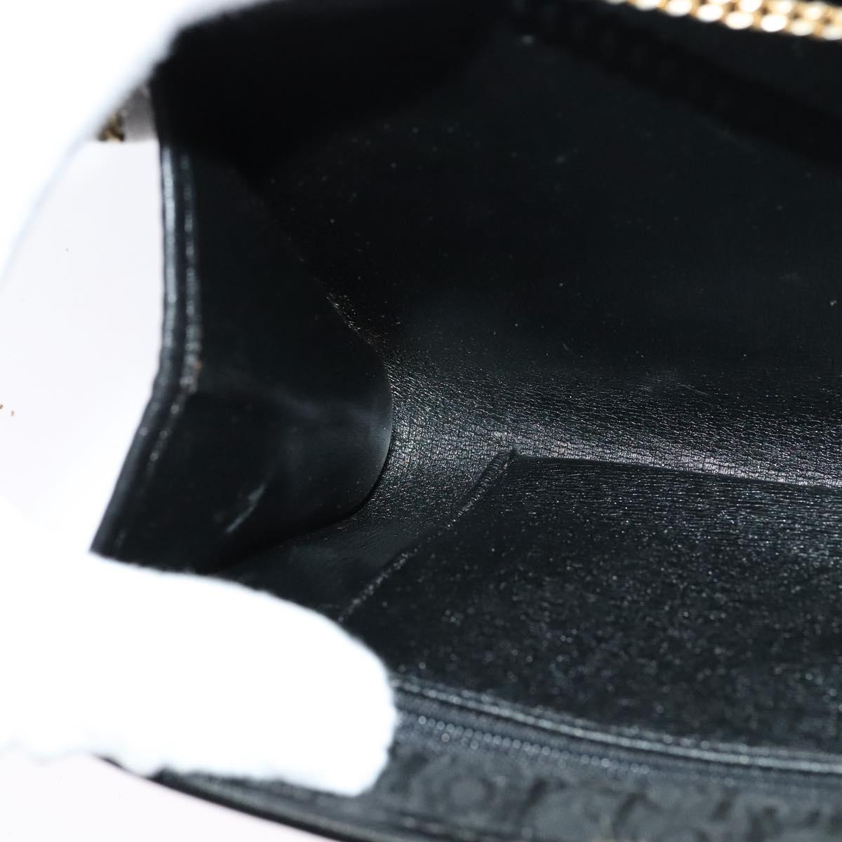 Christian Dior Trotter Canvas Chain Shoulder Bag Black Gold Auth yk18198