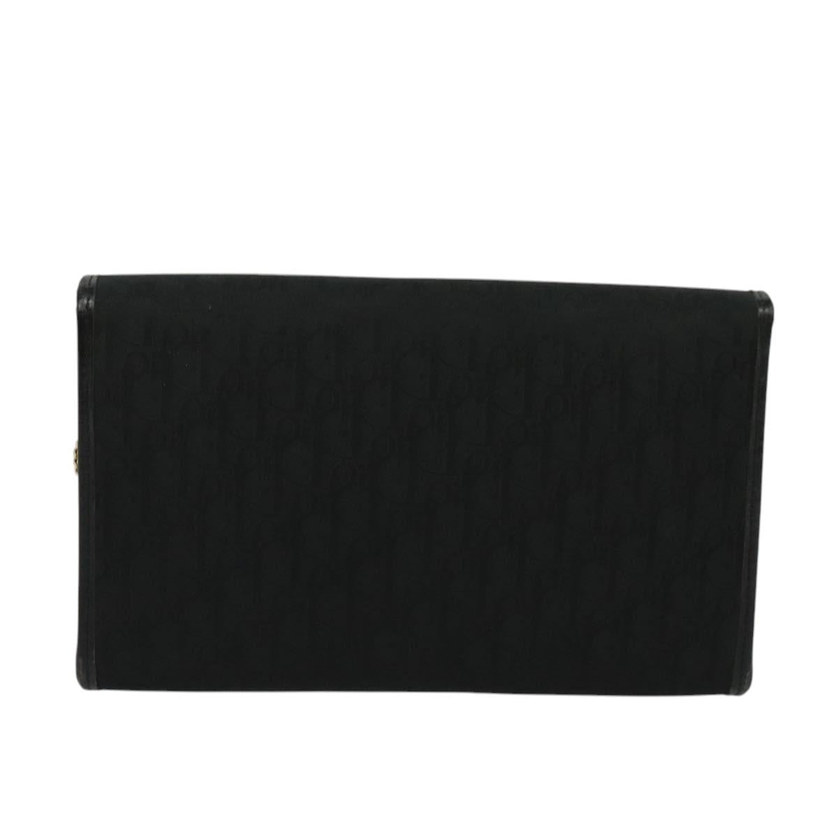 Christian Dior Trotter Canvas Chain Shoulder Bag Black Gold Auth yk18198