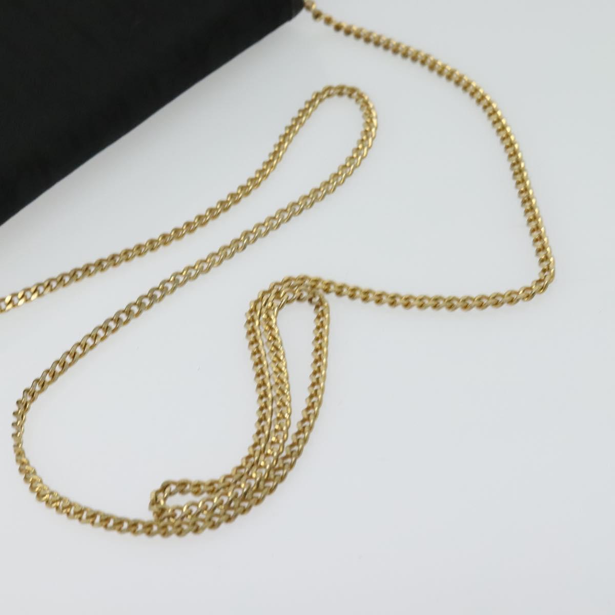 Christian Dior Trotter Canvas Chain Shoulder Bag Black Gold Auth yk18198