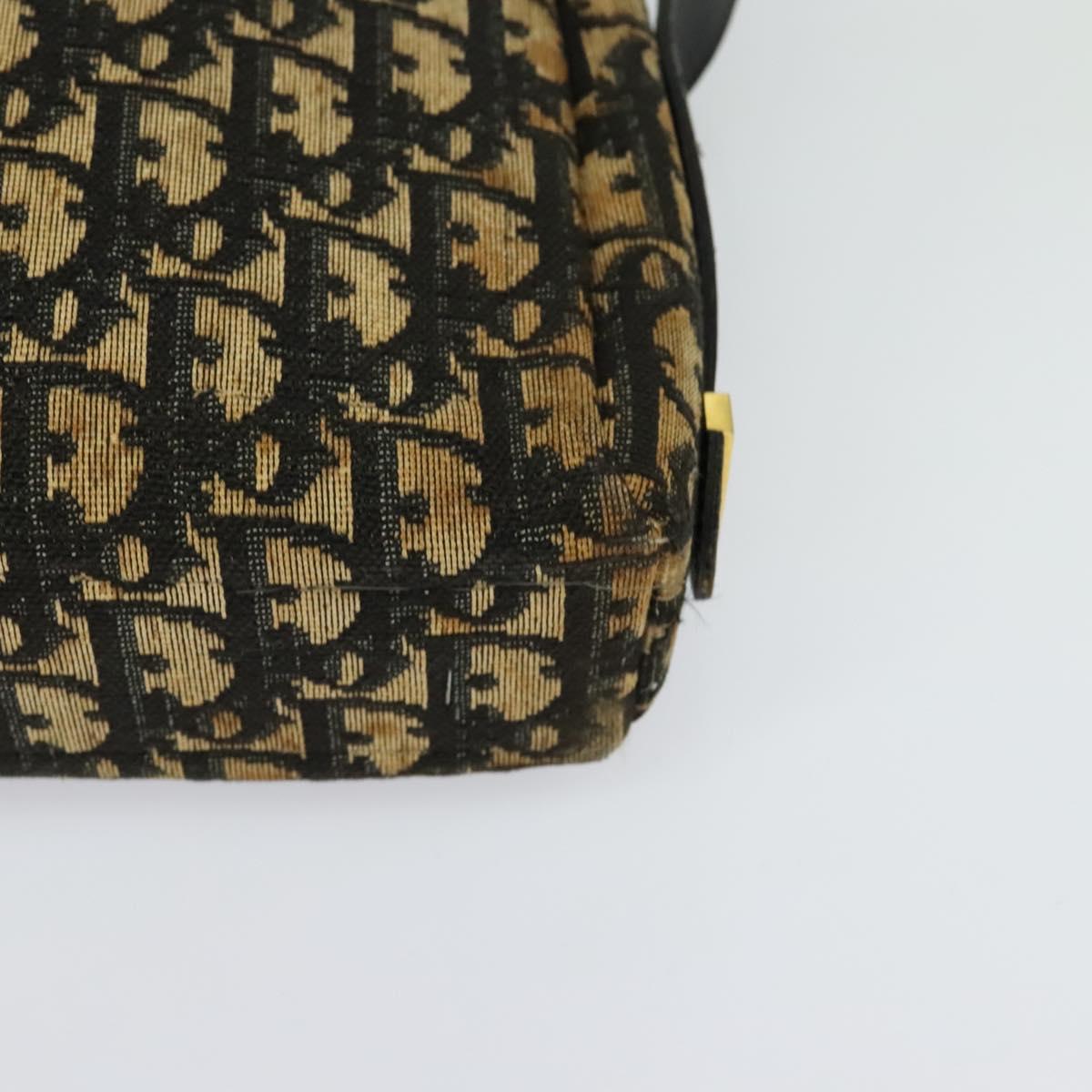 Christian Dior Trotter Canvas Shoulder Bag Navy Gold Auth yk18199