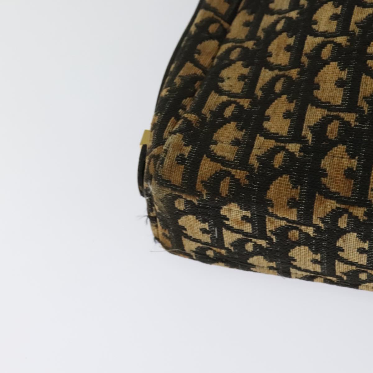 Christian Dior Trotter Canvas Shoulder Bag Navy Gold Auth yk18199