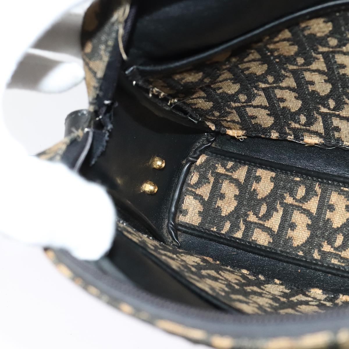 Christian Dior Trotter Canvas Shoulder Bag Navy Gold Auth yk18199