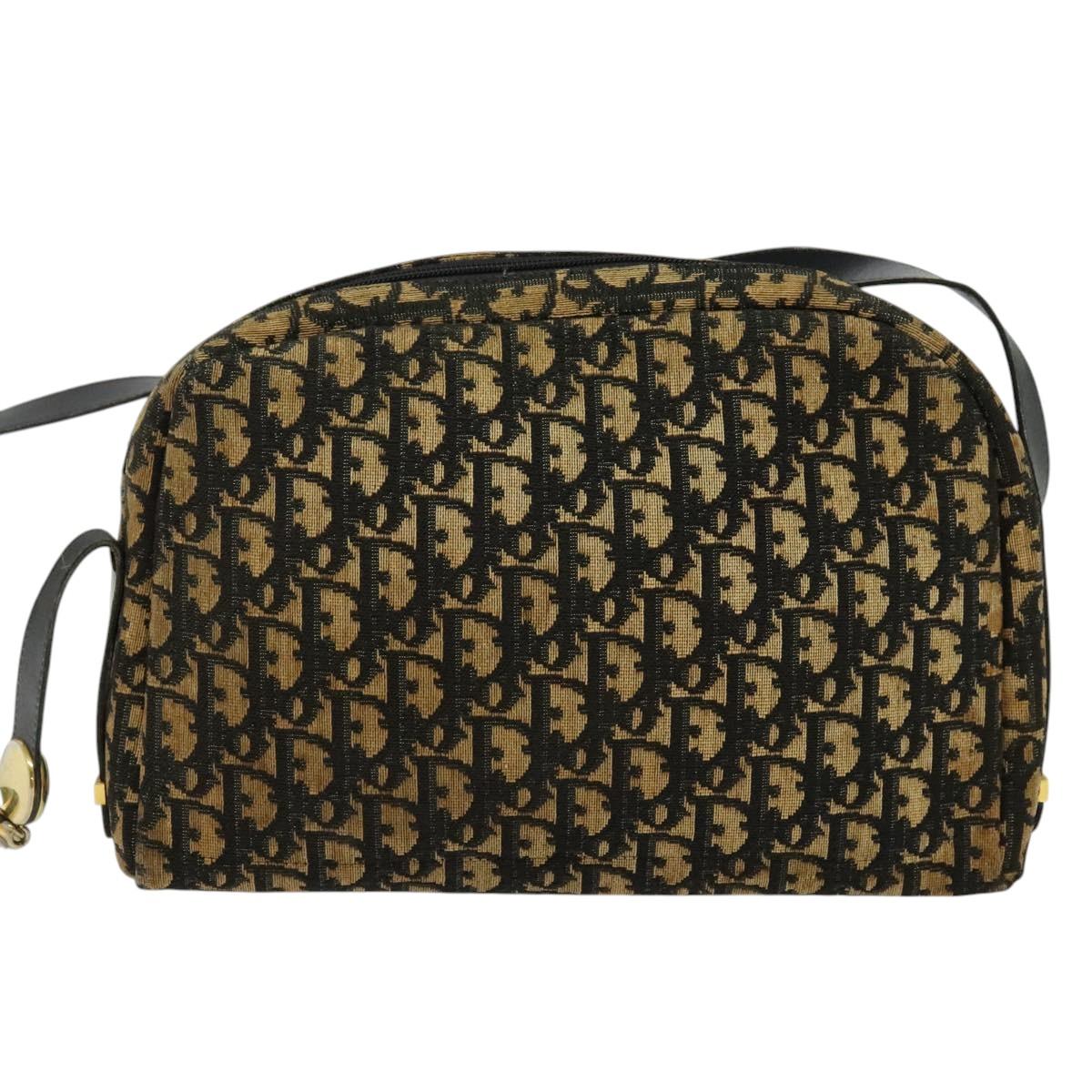 Christian Dior Trotter Canvas Shoulder Bag Navy Gold Auth yk18199