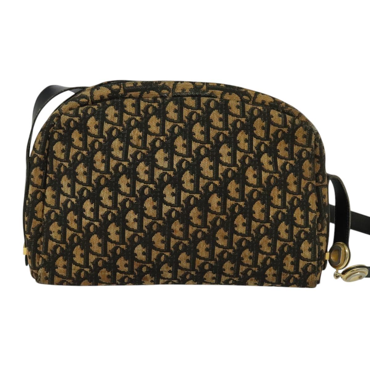 Christian Dior Trotter Canvas Shoulder Bag Navy Gold Auth yk18199