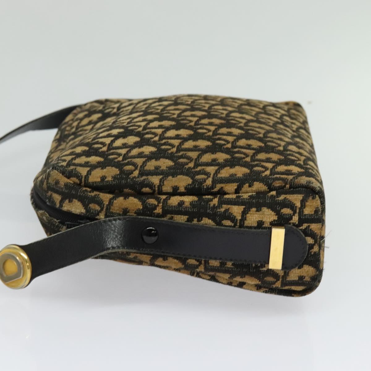 Christian Dior Trotter Canvas Shoulder Bag Navy Gold Auth yk18199