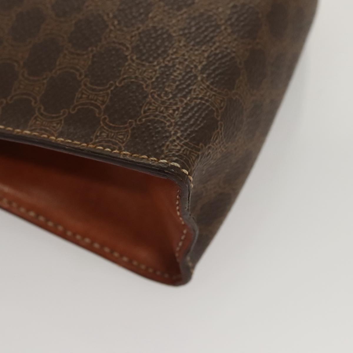 CELINE Macadam Canvas Mini Hand Bag PVC Leather 2way Brown Gold Auth yk18202