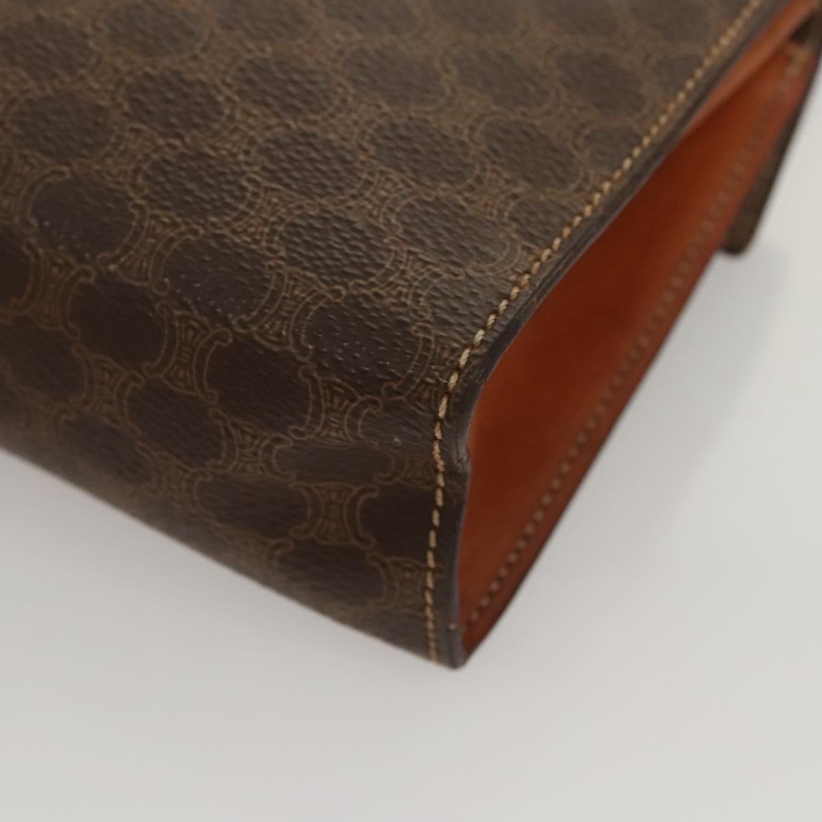 CELINE Macadam Canvas Mini Hand Bag PVC Leather 2way Brown Gold Auth yk18202