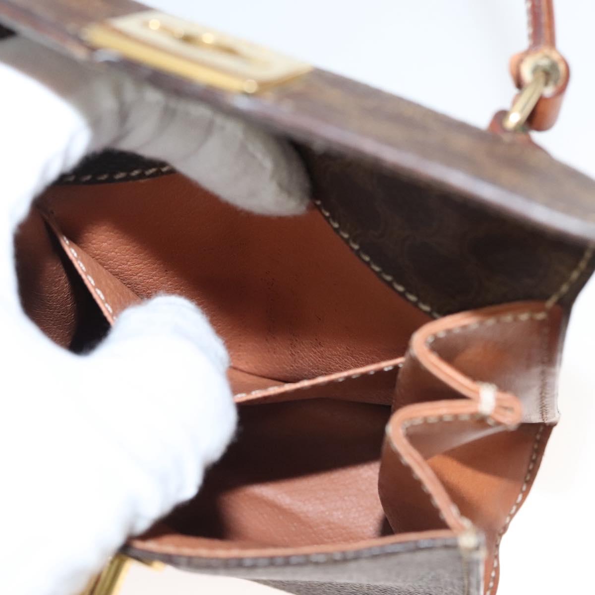 CELINE Macadam Canvas Mini Hand Bag PVC Leather 2way Brown Gold Auth yk18202