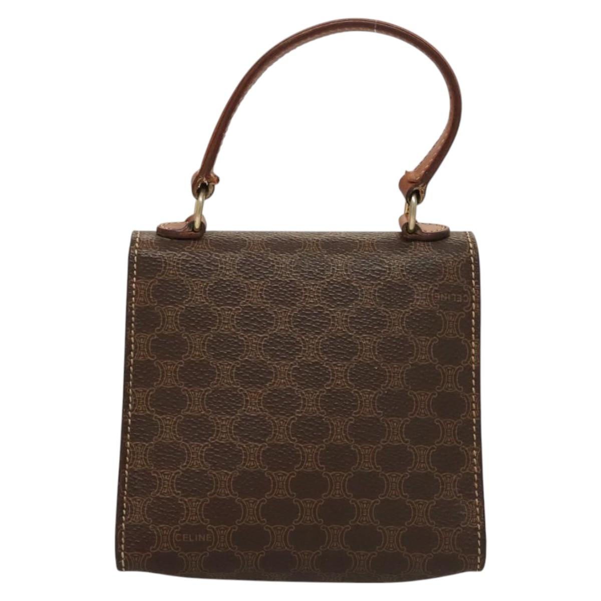 CELINE Macadam Canvas Mini Hand Bag PVC Leather 2way Brown Gold Auth yk18202