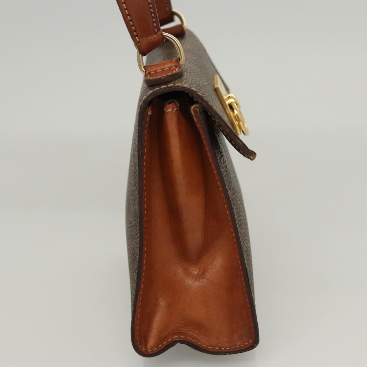 CELINE Macadam Canvas Mini Hand Bag PVC Leather 2way Brown Gold Auth yk18202