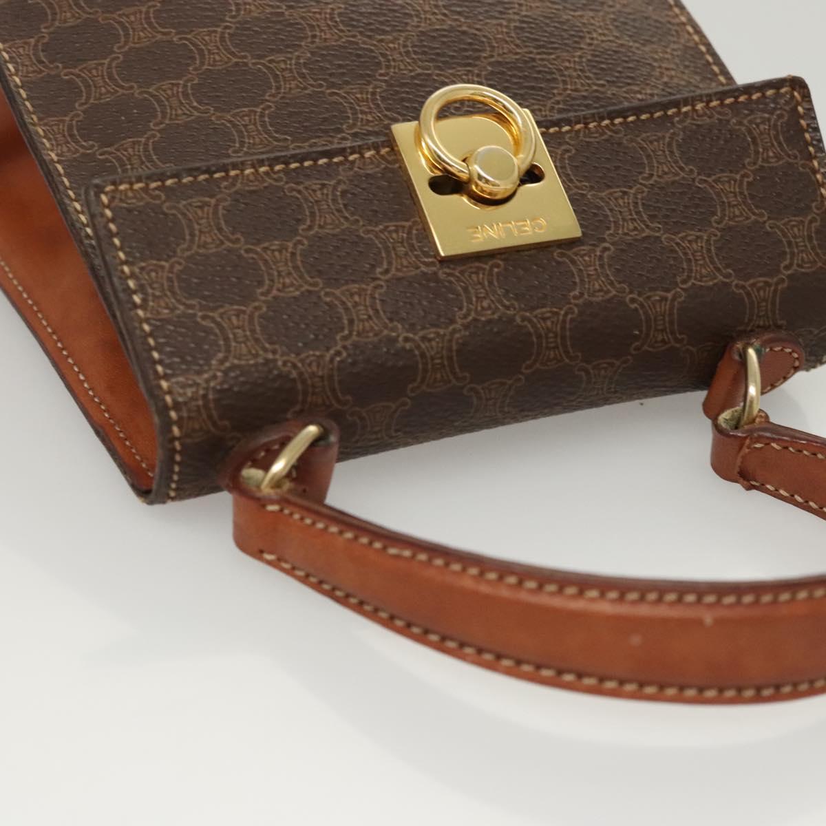 CELINE Macadam Canvas Mini Hand Bag PVC Leather 2way Brown Gold Auth yk18202