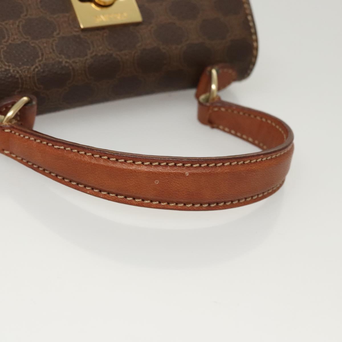 CELINE Macadam Canvas Mini Hand Bag PVC Leather 2way Brown Gold Auth yk18202