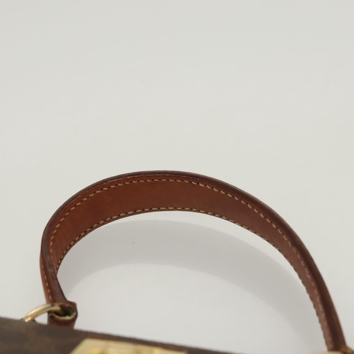 CELINE Macadam Canvas Mini Hand Bag PVC Leather 2way Brown Gold Auth yk18202