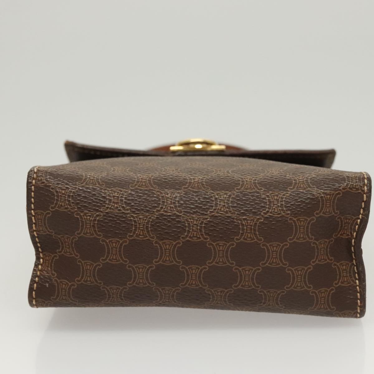 CELINE Macadam Canvas Mini Hand Bag PVC Leather 2way Brown Gold Auth yk18202