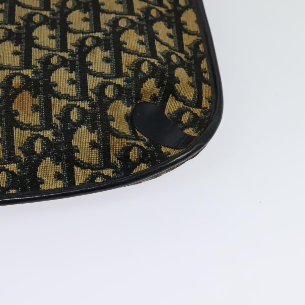 Christian Dior Trotter Canvas Shoulder Bag Navy Gold Auth yk18204