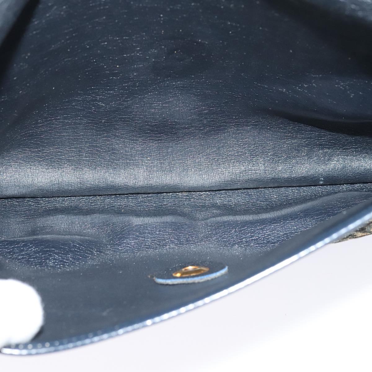 Christian Dior Trotter Canvas Shoulder Bag Navy Gold Auth yk18204