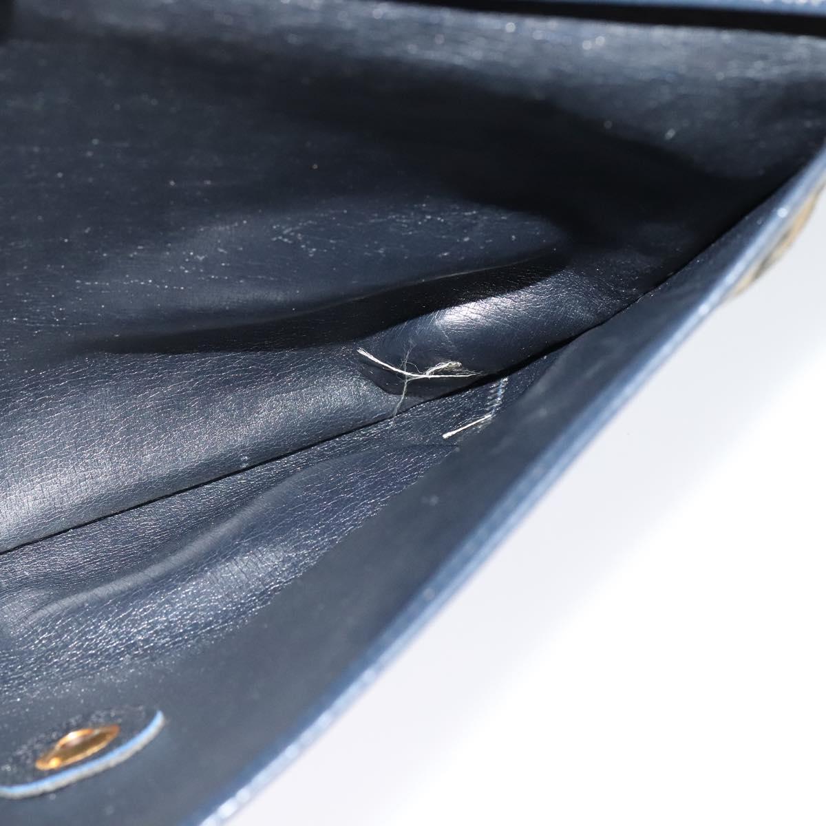 Christian Dior Trotter Canvas Shoulder Bag Navy Gold Auth yk18204