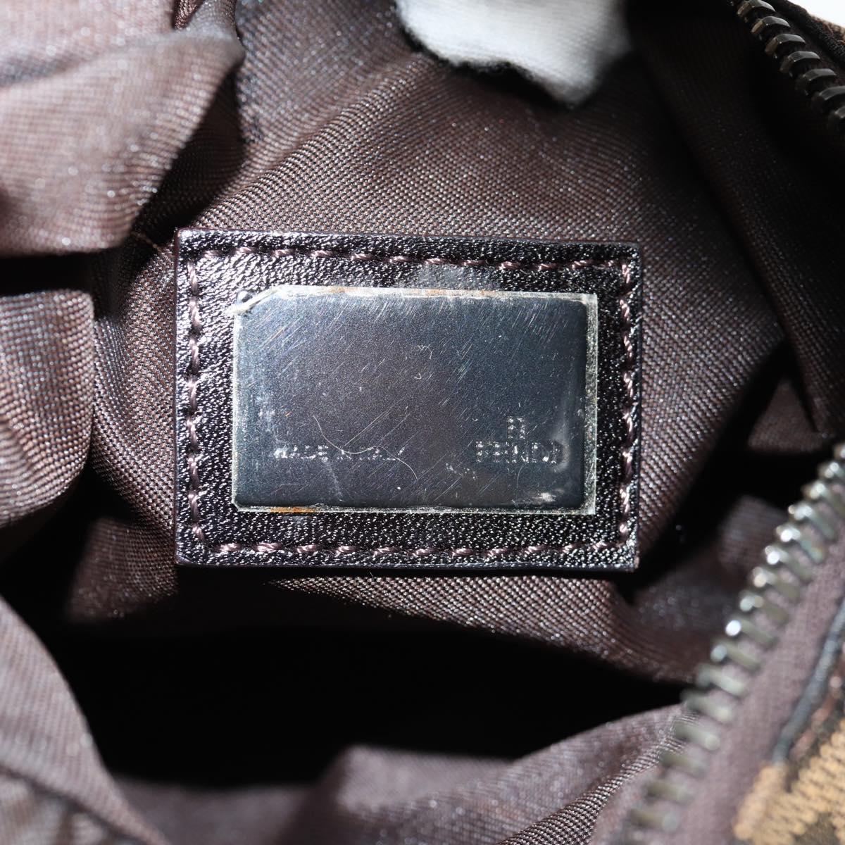 FENDI Zucca Canvas Shoulder Bag Brown Black 8BR128 Auth yk18251V