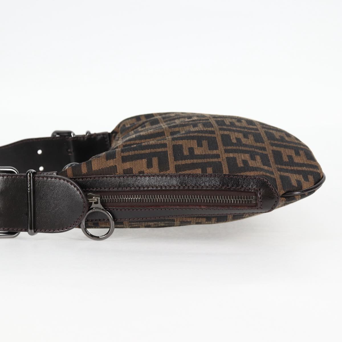 FENDI Zucca Canvas Shoulder Bag Brown Black 8BR128 Auth yk18251V