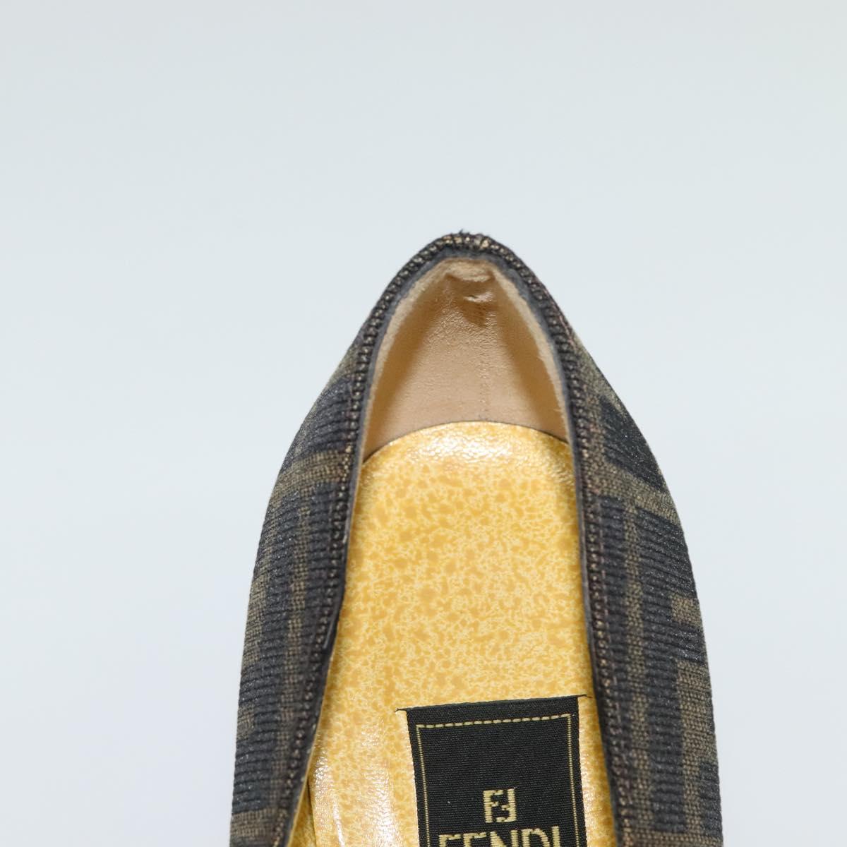 FENDI Zucca Canvas Pumps 36 Pumps Brown Black gold Auth yk18254